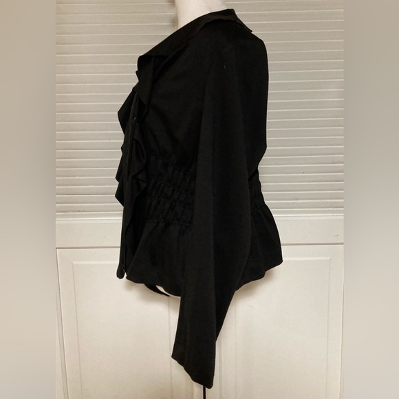 EC Sunny Leigh Ruffled Black Lightweight Zipper Cardigan Size XL - Picture 5 of 8